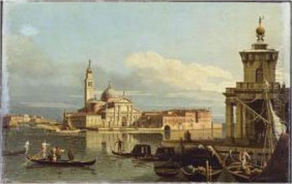 A View In Venice From The Punta Della Dogana Towards San Giorgio Maggiore Oil Painting by Bernardo Bellotto