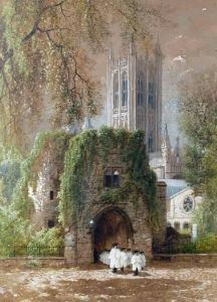 Canterbury Cathedral Oil Painting by Albert (Fitch) Bellows