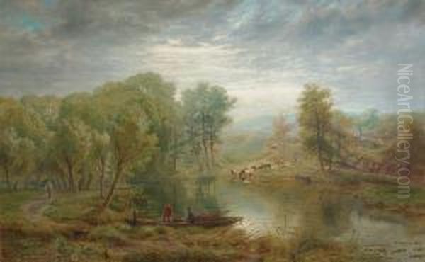 Activities Along The River Oil Painting by Albert (Fitch) Bellows