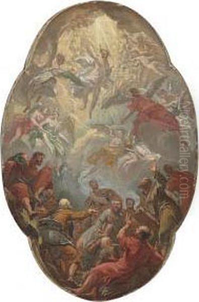 The Ascension Of Christ, A Modello Oil Painting by Antonio Bellucci