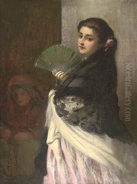 A Spanish girl with her Duenna Oil Painting by Thomas Brooks