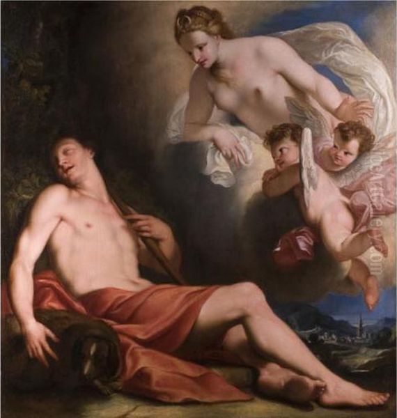 Diana Und Endymion
 Ol Auf Leinwand. Oil Painting by Antonio Bellucci