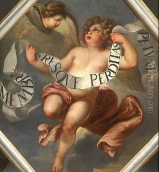 Putto Reggicartiglio Oil Painting by Antonio Bellucci