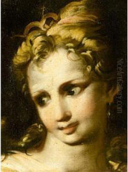 Study For The Head Of A Young Girl Oil Painting by Antonio Bellucci