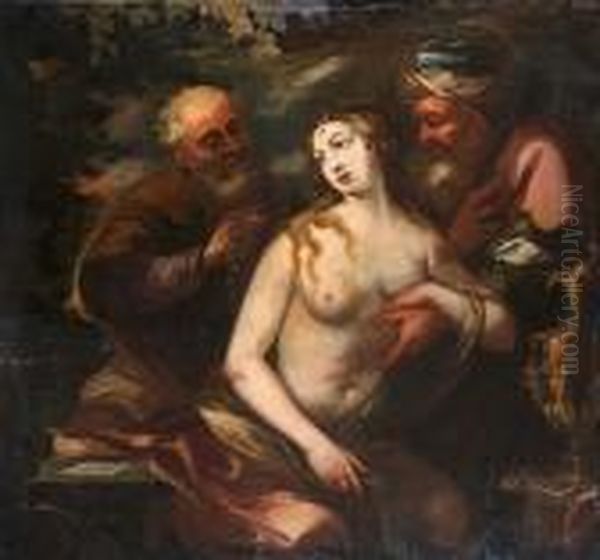 Susanna And The Elders Oil Painting by Antonio Bellucci