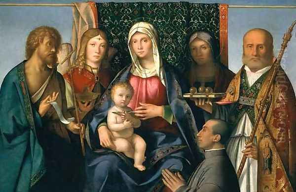 Virgin and Child with Saints and a Donor Oil Painting by Boccaccio Boccaccino