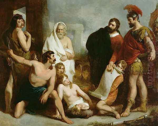 The Romans Teaching the Mechanical Arts to the Ancient Britons, 1831 Oil Painting by Henry Perronet Briggs