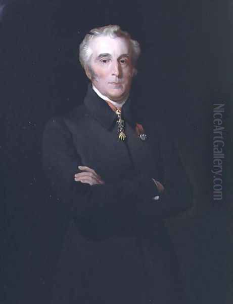 Portrait of Arthur Wellesley, 1st Duke of Wellington (1769-1852) wearing the Order of the Golden Fleece Oil Painting by Henry Perronet Briggs