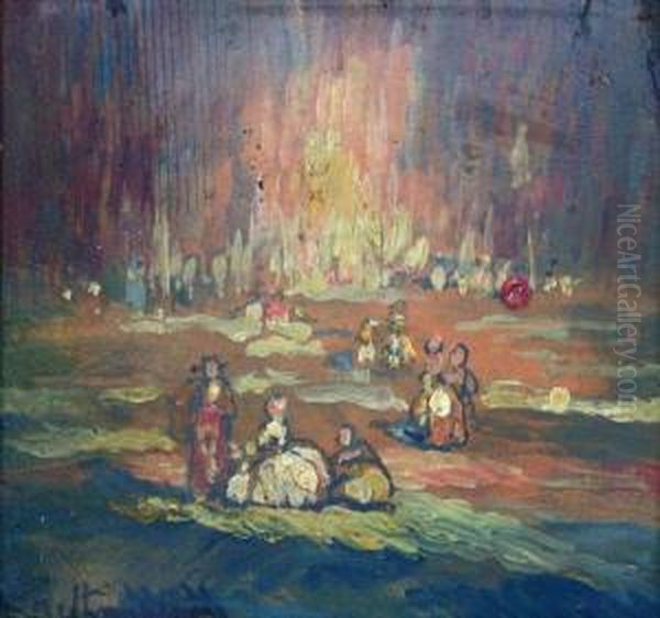 Elegantes Dans Un Parc Oil Painting by Federico Beltran-Masses