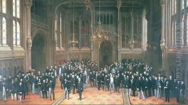 Members' Lobby, Houses of Parliament 1872-73 Oil Painting by Henry Barraud