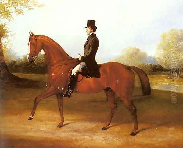 Richard Paget of Cropston, Leicester on a Bay Hunter Oil Painting by Henry Barraud