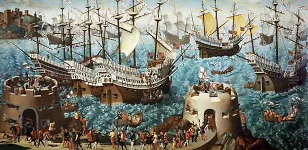 Embarkation of Henry VIII on Board the Henry Grace a Dieu in 1520 Oil Painting by Friedrich Bouterwek