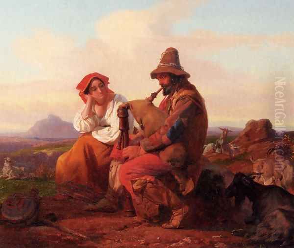 A Serenade In The Roman Campagna Oil Painting by Friedrich Bouterwek