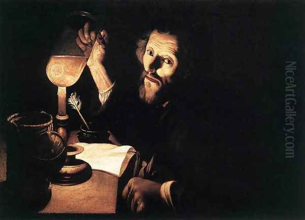 A Doctor Examining Urine Oil Painting by Trophime Bigot