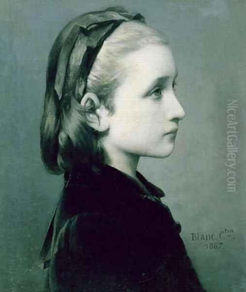 Head of a Girl, 1867 Oil Painting by Celestin-Joseph Blanc