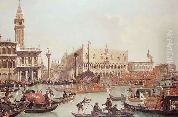 View of the Doge's Palace and the Piazzetta, Venice Oil Painting by Giuseppe Bernardino Bison