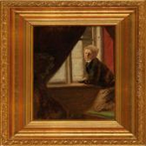 Young Man At A Window Oil Painting by Wilhelm Ferdinand Bendz