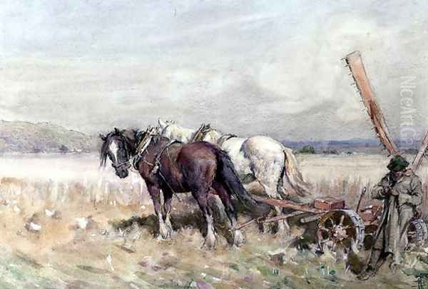 Harvesting Oil Painting by Nathaniel Hughes John Baird