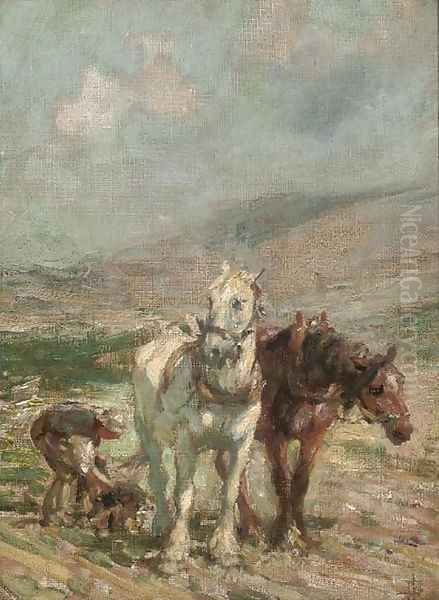 On the Sussex Downs Oil Painting by Nathaniel Hughes John Baird