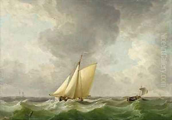 A Cutter in a Strong Breeze Oil Painting by Charles Brooking