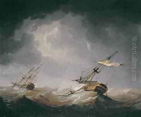 Dismasted Oil Painting by Charles Brooking