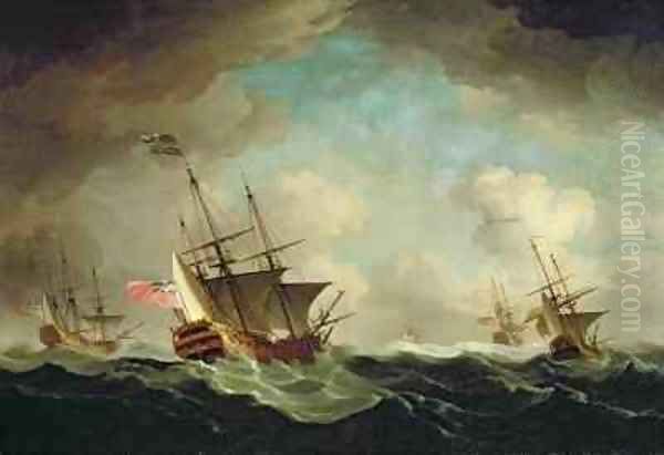 A Squadron Going to Windward Oil Painting by Charles Brooking