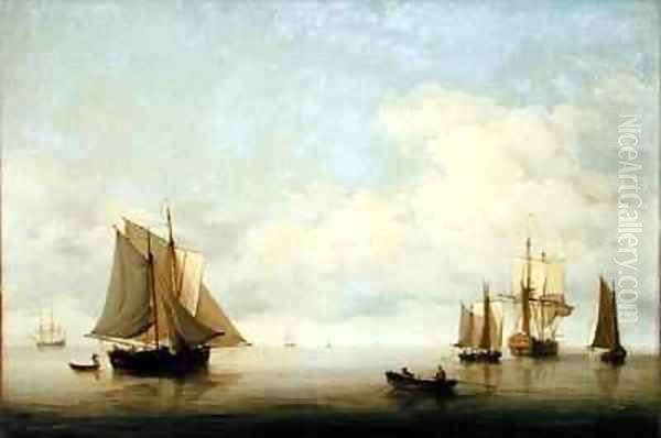 Seascape with Shipping Oil Painting by Charles Brooking