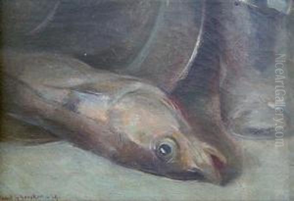 Fish Still Life Oil Painting by Gerrit Albertus Beniker