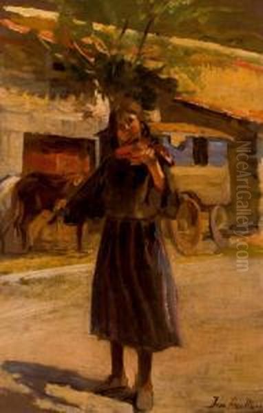 Zingara Tocando El Violin Oil Painting by Jose Benlliure Y Gil