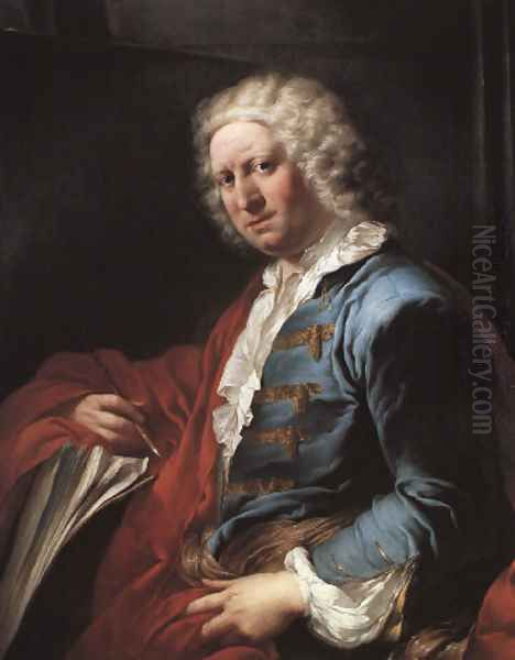 Portrait of the artist Giovanni Paolo Pannini 1736 Oil Painting by Louis-Gabriel Blanchet