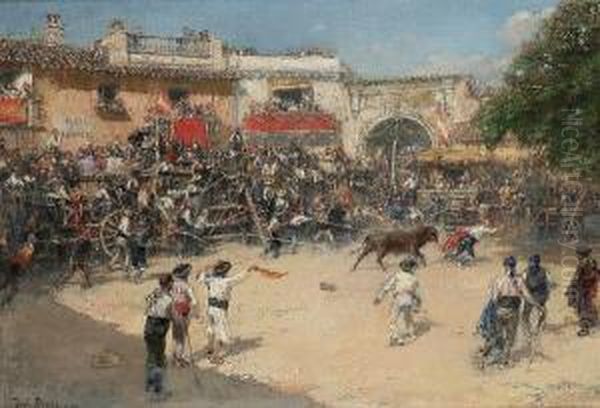 The Bullfight- Plaza De La Libertad Oil Painting by Jose Benlliure Y Gil