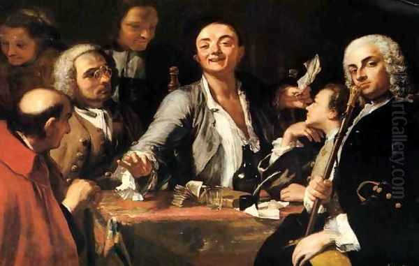 A Musical party- and the poet Oil Painting by Giuseppe Bonito