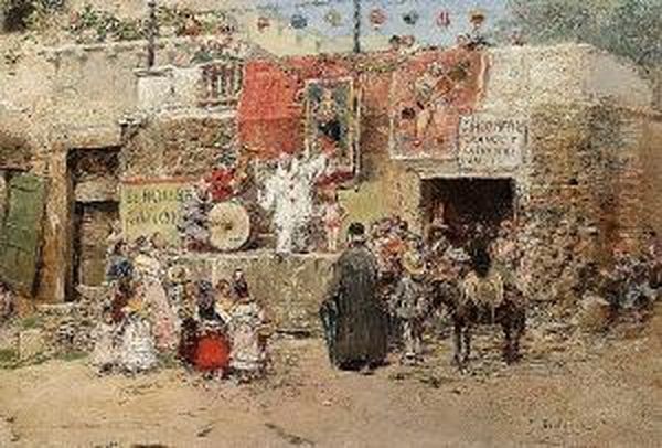 The Travelling Circus Oil Painting by Jose Benlliure Y Gil