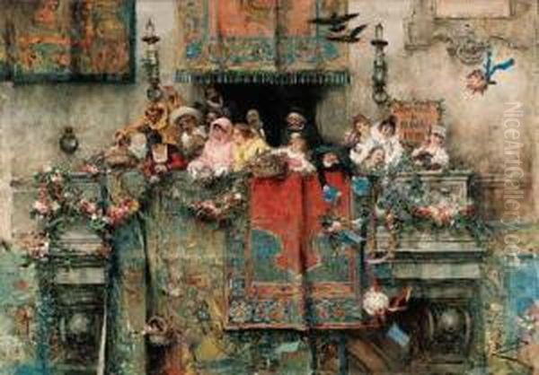 Il Carnevale Di Roma Oil Painting by Jose Benlliure Y Gil