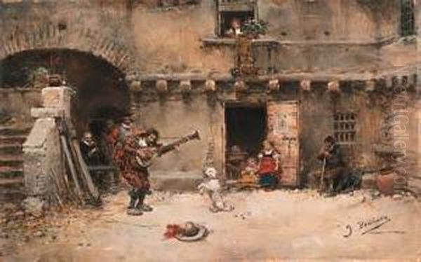 The Strolling Player Oil Painting by Jose Benlliure Y Gil