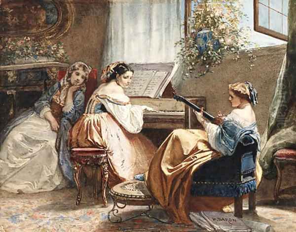 An afternoon of song Oil Painting by Henri Baron