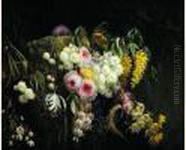 Nature Morte De Fleurs Posee Sur Une Jardiniere Oil Painting by Jean Benner