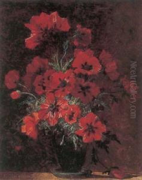 Vase With Poppies Oil Painting by Jean Benner