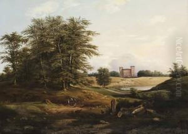 Parklandskap Med Marsvinsholms Slott Oil Painting by Carl Stephan Bennet