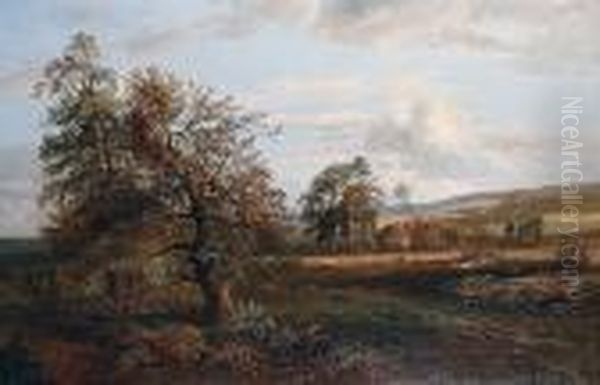 Autumn - A Stream In Hampshire Oil Painting by Alfred Bennett