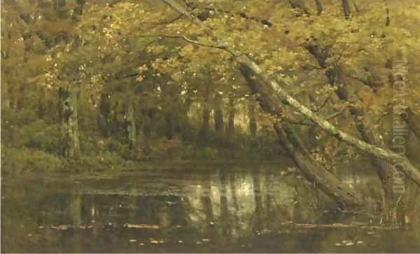 A forest in autumn Oil Painting by Julius Jacobus Van De Sande Bakhuyzen