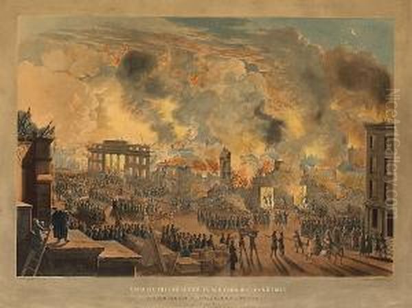 View Of The Great Fire In New York, Dec. 16th & 17th, 1835 Oil Painting by William James Bennett