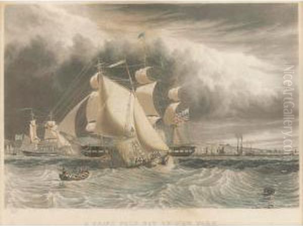 A Brisk Gale, Bay Of New York (deak 491) Oil Painting by William James Bennett