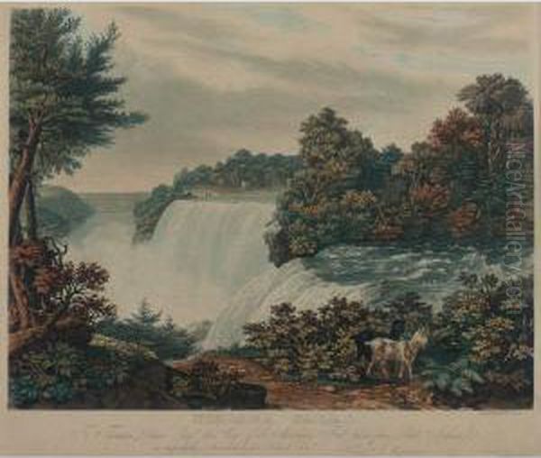 Niagara Falls... This View Of 
The American Fall, Taken From Goat Island; And ...this View Of The 
British Fall, Taken From Goat Island (deak 367-8; Lane 96-97) Oil Painting by William James Bennett