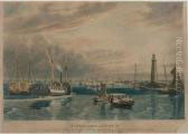 Buffalo, From Lake Erie (deak 446) Oil Painting by William James Bennett