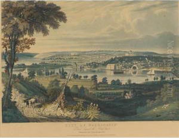 City Of Washington From Beyond The Navy Yard (d. 422) Oil Painting by William James Bennett