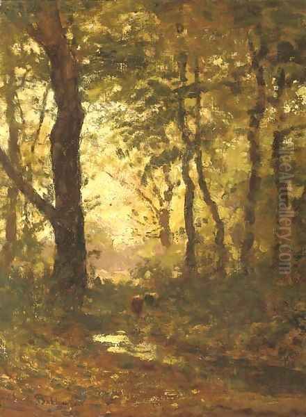 In het bosch van Ruurloo a forest stream Oil Painting by Julius Jacobus Van De Sande Bakhuyzen