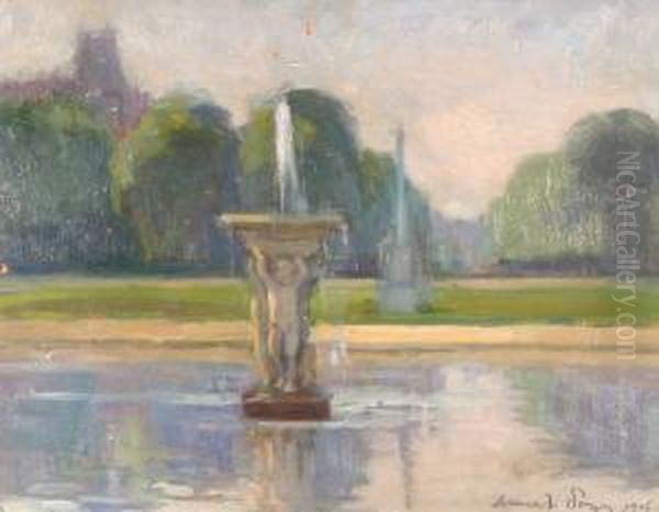 Fountain In The Garden Oil Painting by Albert Nikolaivich Benua