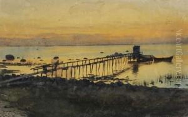 Coucher De Soleil Sur La Mer En Crimee Oil Painting by Albert Nikolaivich Benua