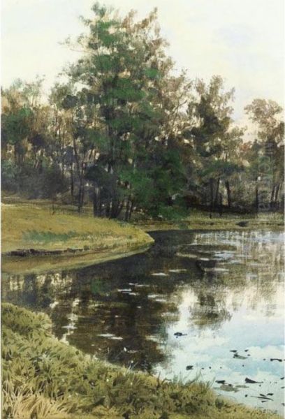 By The Lake Oil Painting by Albert Nikolaivich Benua